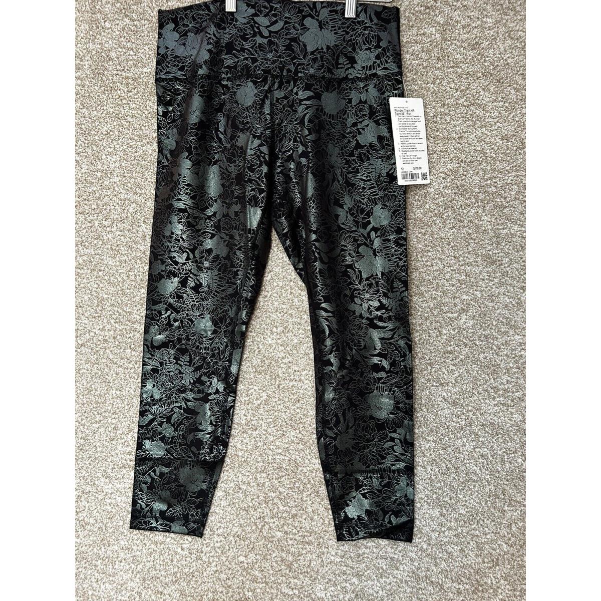 Lululemon Wunder Train Logo Floral Iridescent Tight 25 Foil Leggings Size 12