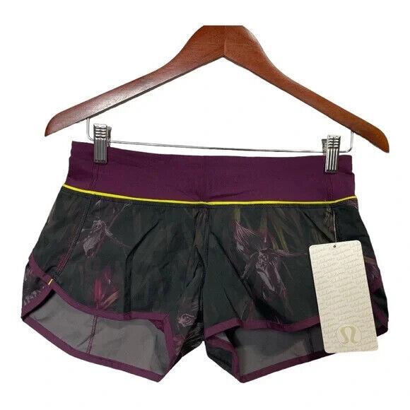 Lululemon Speed Shorts Women`s 4 Purple Black Midnight Iris