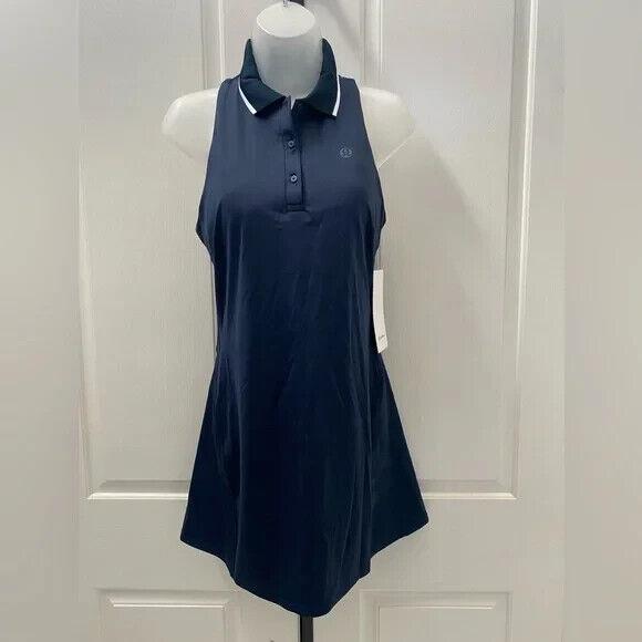 Wtag-lululemon Navy Blue Lightweight Sleeveless Polo Tennis Dress 8