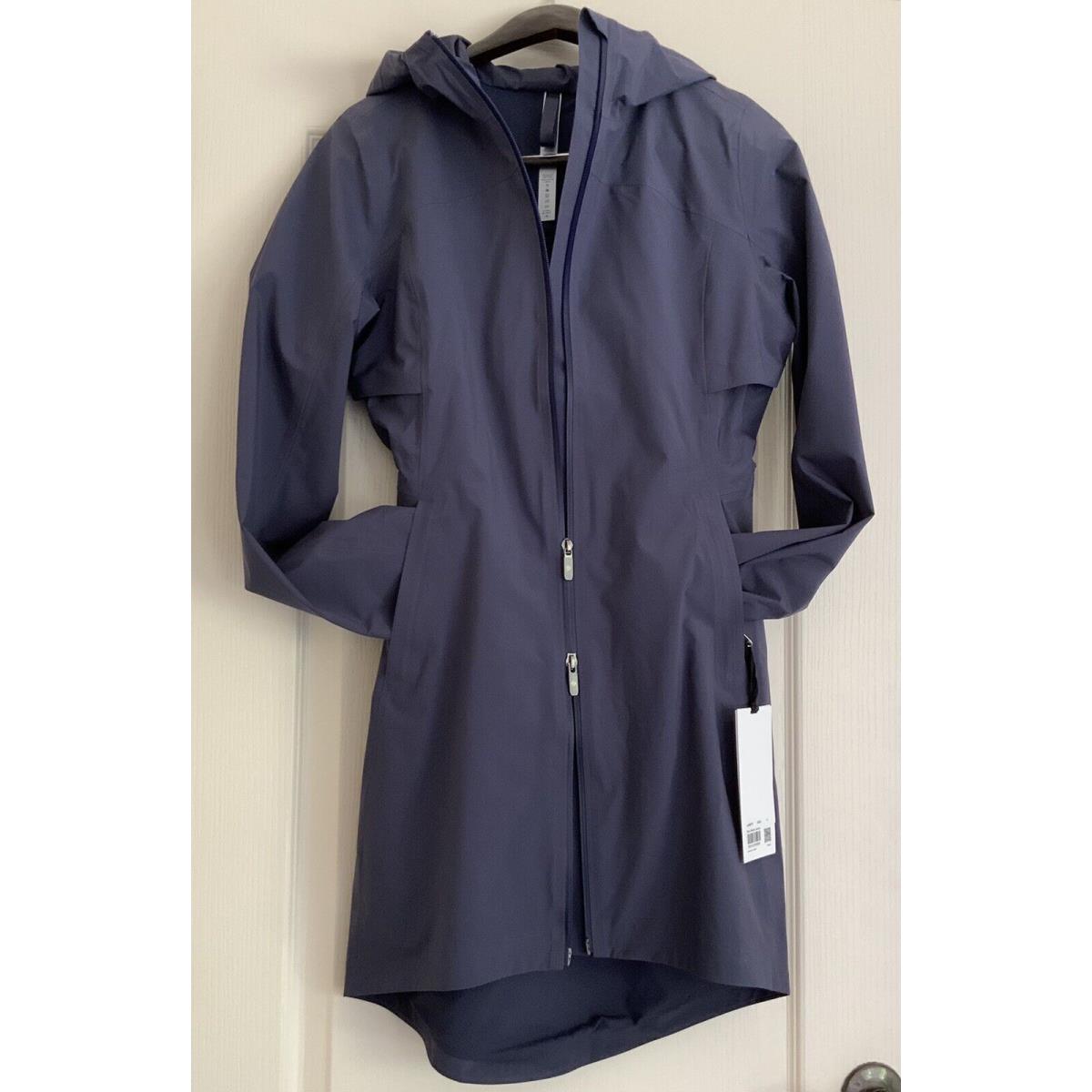 Lululemon Rain Rebel Jacket Cadet Blue Cabu Hooded Vented Waterproof Size 4