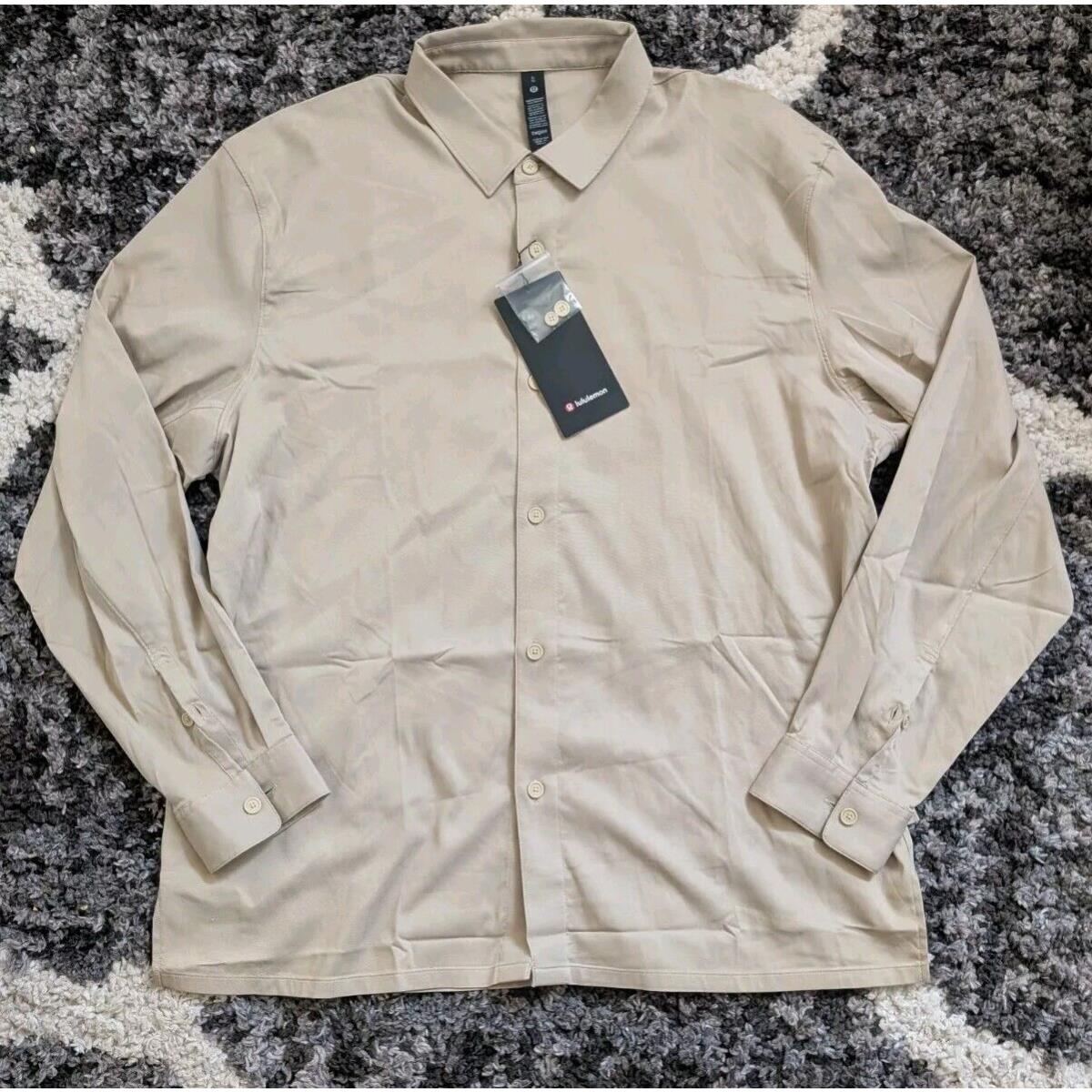 Men`s Lululemon Relaxed Fit Long Sleeve Button Up Shirt Trnn Trench Beige XL