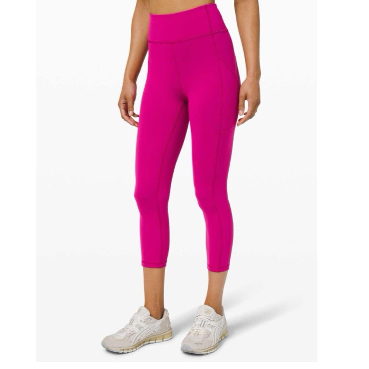 Lululemon Invigorate High Rise Crop Pink Ripened Raspberry Pockets 8 Everlux