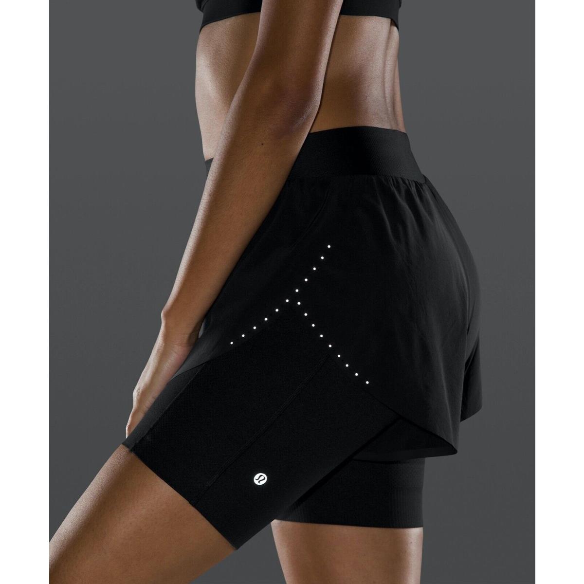 Lululemon Zoned IN HR 2-IN-1 Short 6 size-4 Black