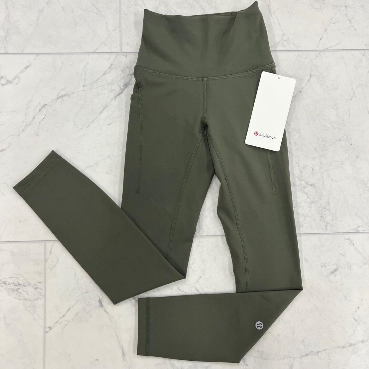 Lululemon Wunder Train High Rise Tight 25 Pockets Army Green Size: 0