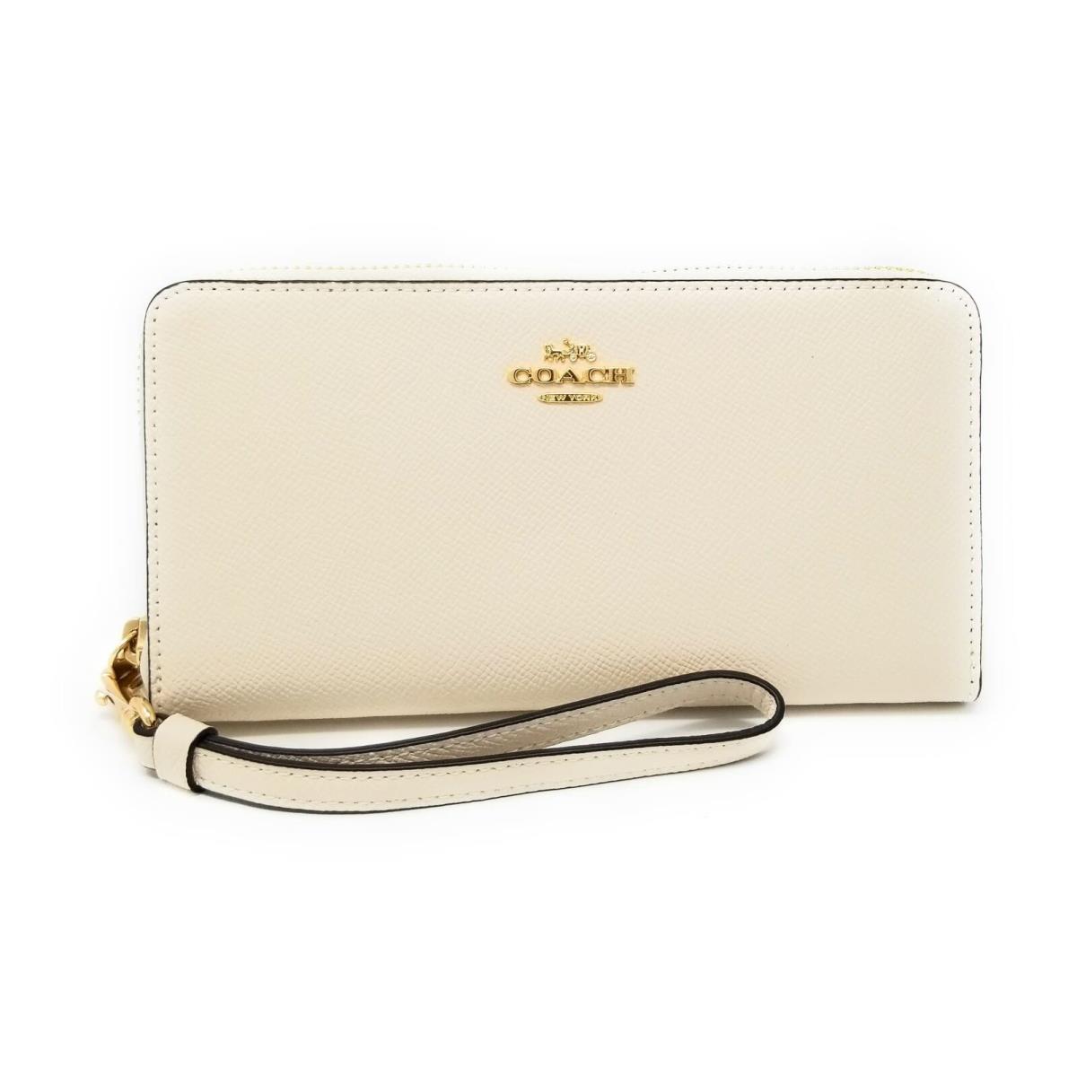 Coach Women`s Long Zip Around Wallet Crossgrain Leather Chalk