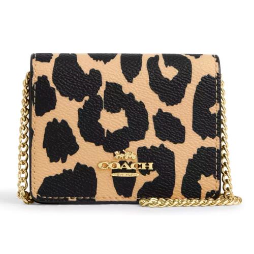 Coach Mini Wallet On a Chain - CX151 Leopard Print Coated Canvas Leather