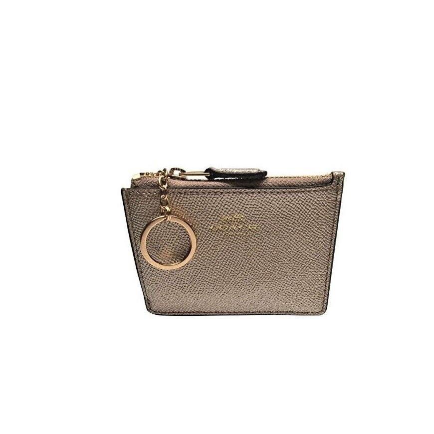 Coach Women`s Crossgrain Leather Mini ID Skinny Platinum