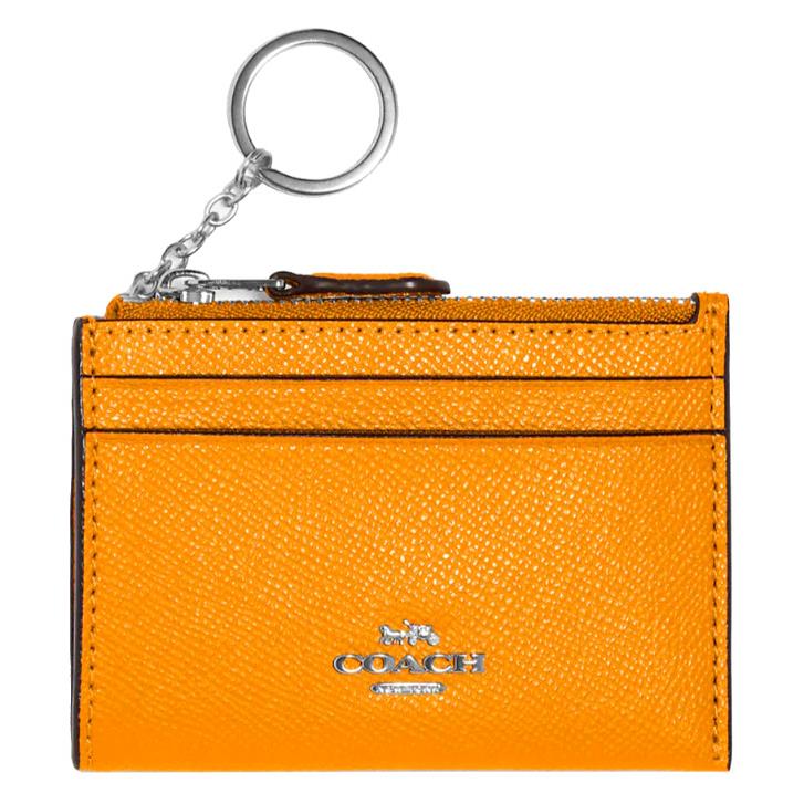 Coach Mini Skinny ID Case - Papaya Orange /sv Crossgrain Leather - 88250