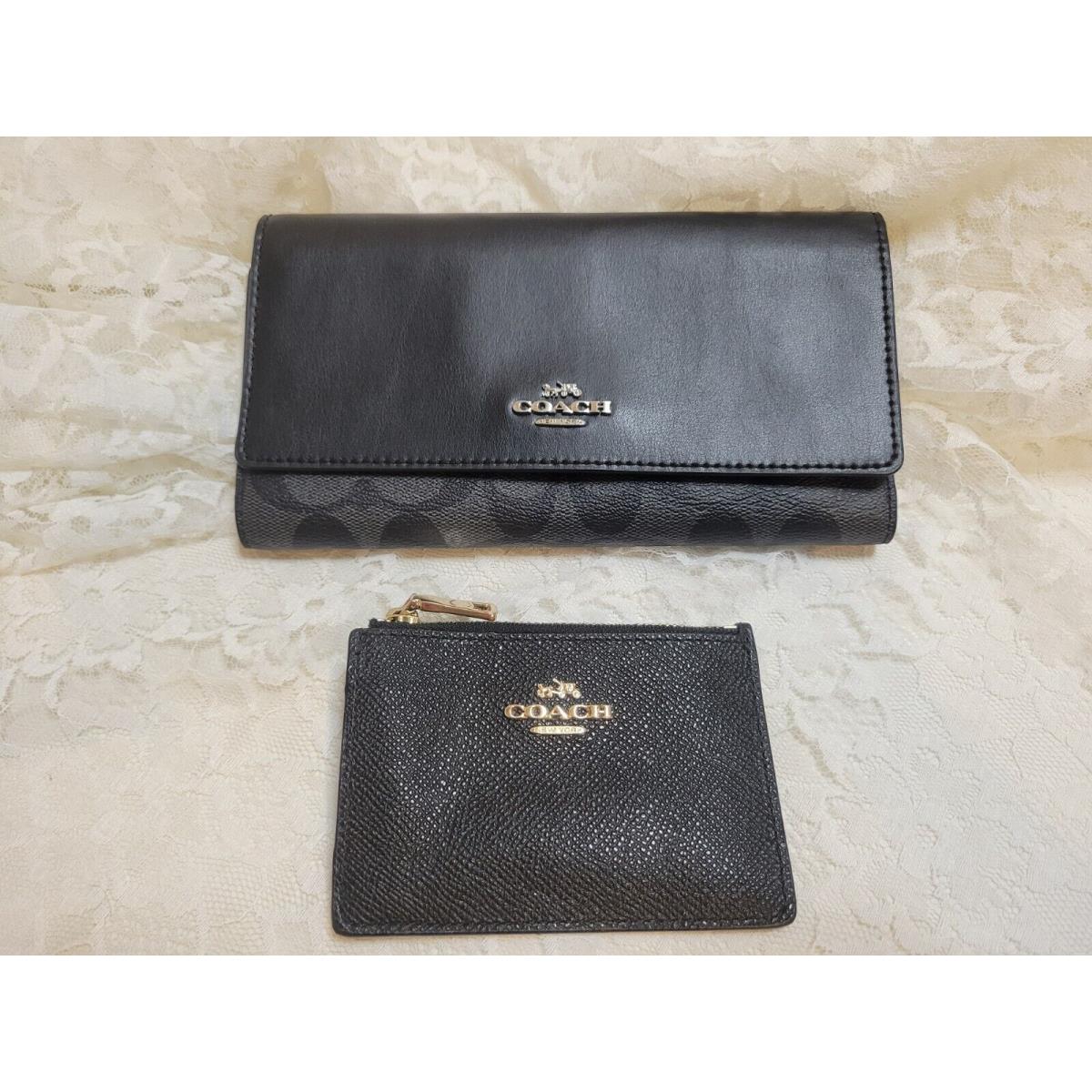 Coach Black Leather Wallet 2 Pieces W/tags