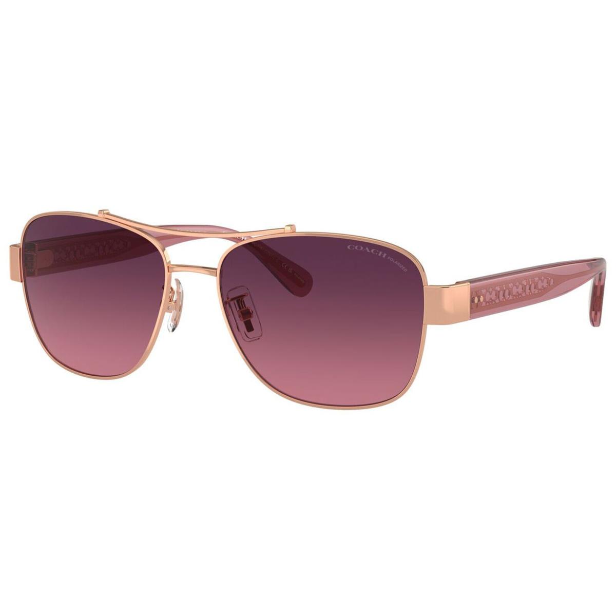 Coach Polarized Women`s Shiny Rose Gold Pilot Sunglasses - HC7161 9331F4 56