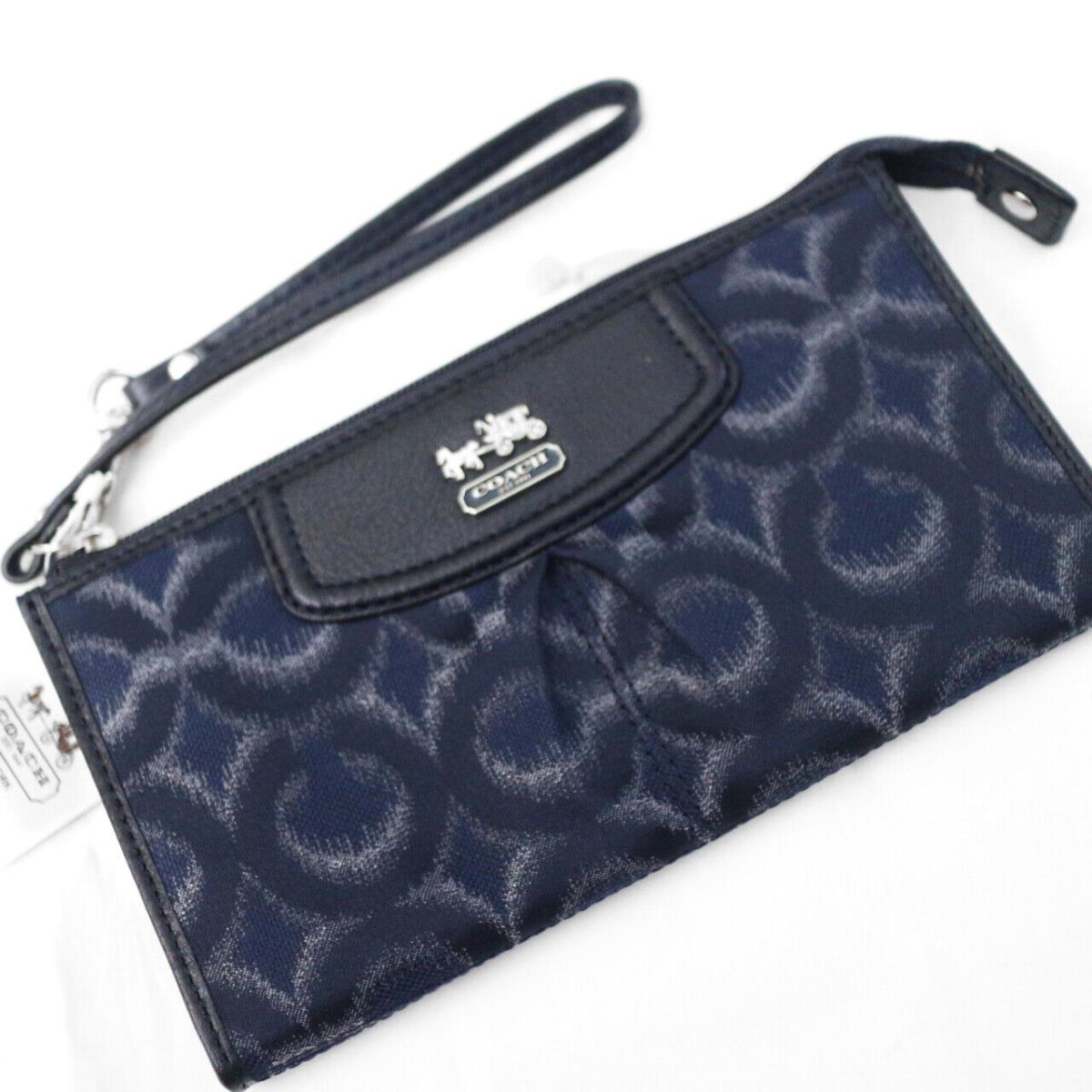 Coach Madison Denim Navy OP Signature Clutch Zippy Wallet Large Wristlet