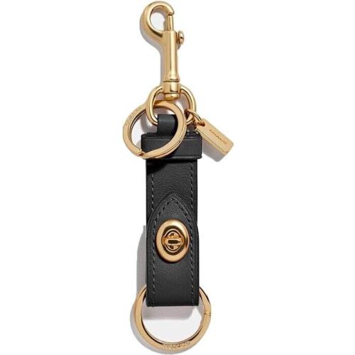 Coach Trigger Snap Bag Charm Calf Leather Key Chain Fob Gold/black F39865