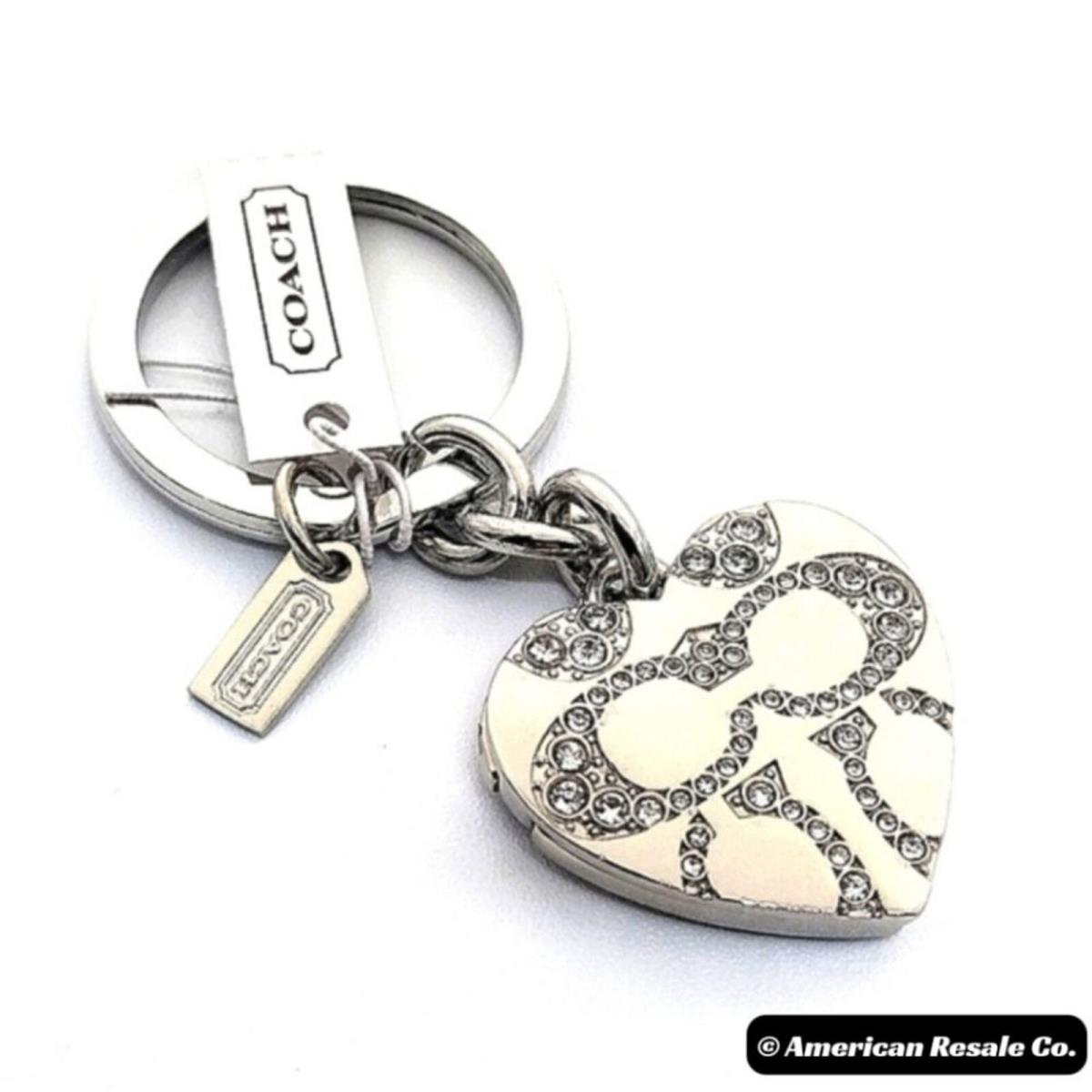 Coach Pave Heart Locket Keychain Key Fob Purse Handbag Charm F92416