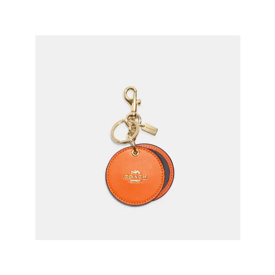 Coach Leather Mirror Bag Charm Keychain CF157 Im/bright Orange