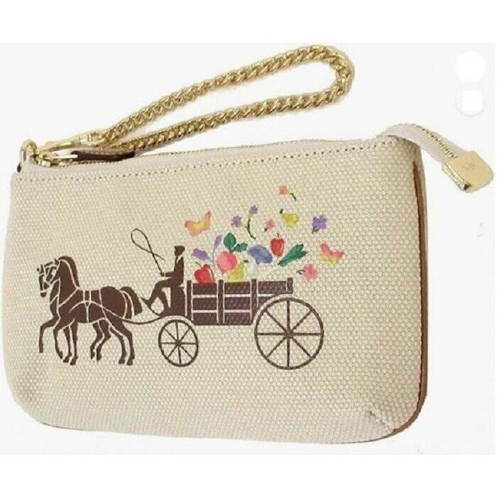 Coach Canvas Dreamy Veggie Horse Carriage Large Wristlet in Natural C8725