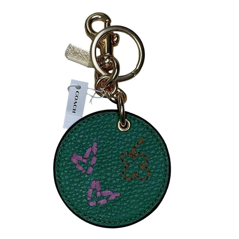 Coach Mirror Bag Charm with Diary Embroidery in Green