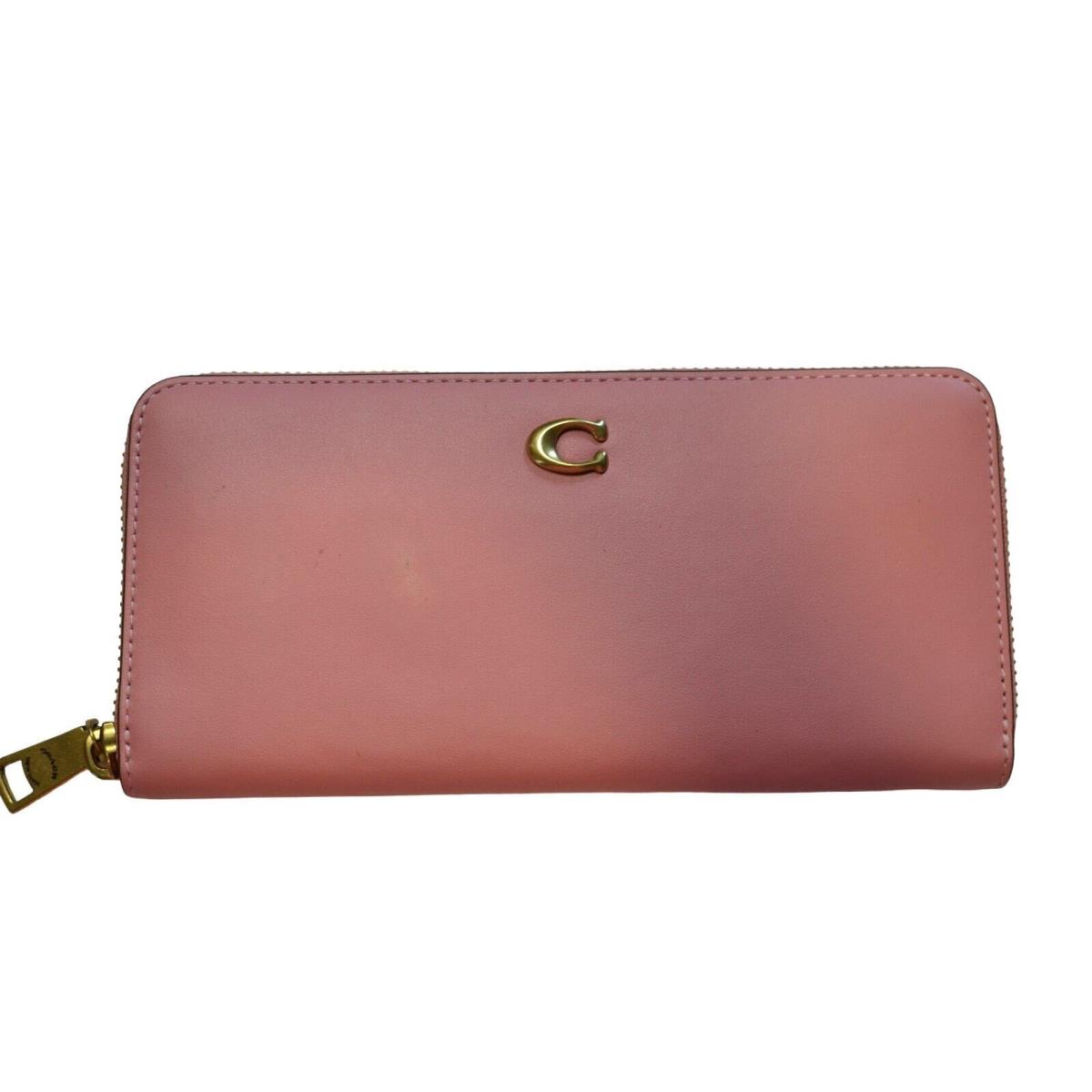 Coach Ladies Pink Leather Zip Around Wallet w/ Gold Hardware