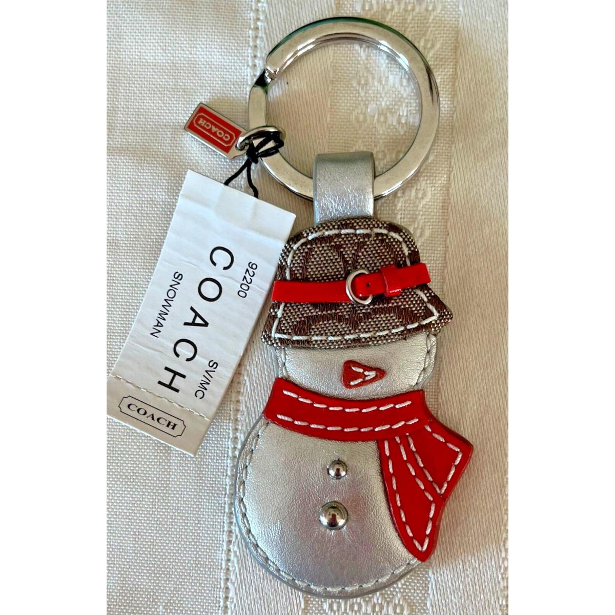 Coach 92200 Leather Snowman Signature Hat Keychain Key Fob Handbag Charm