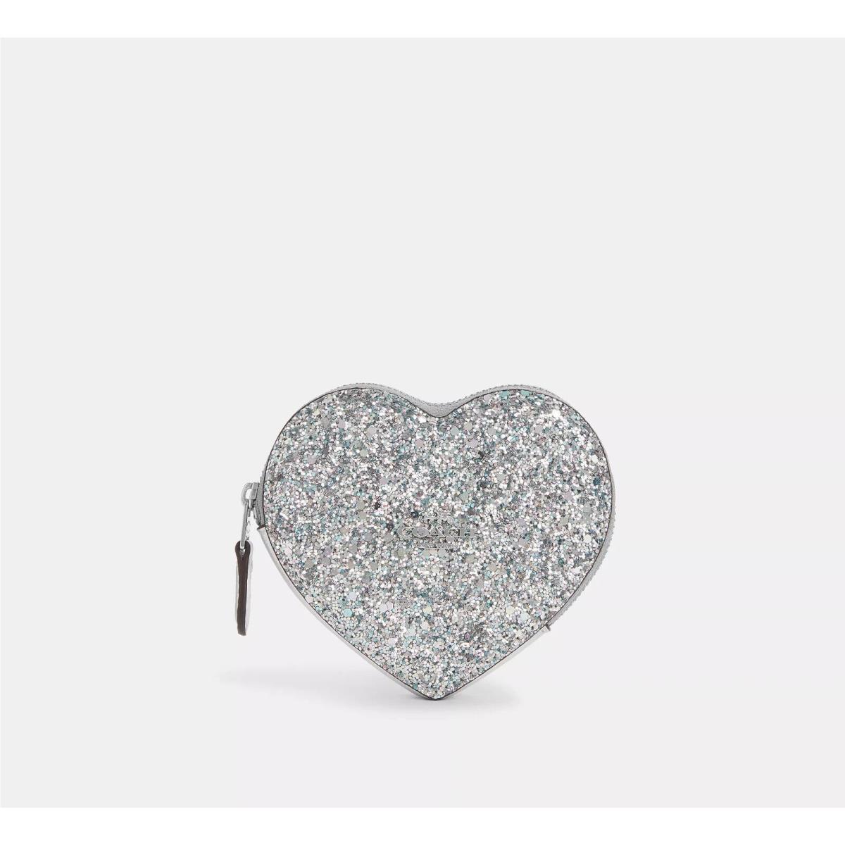 Coach Heart Coin Case Silver