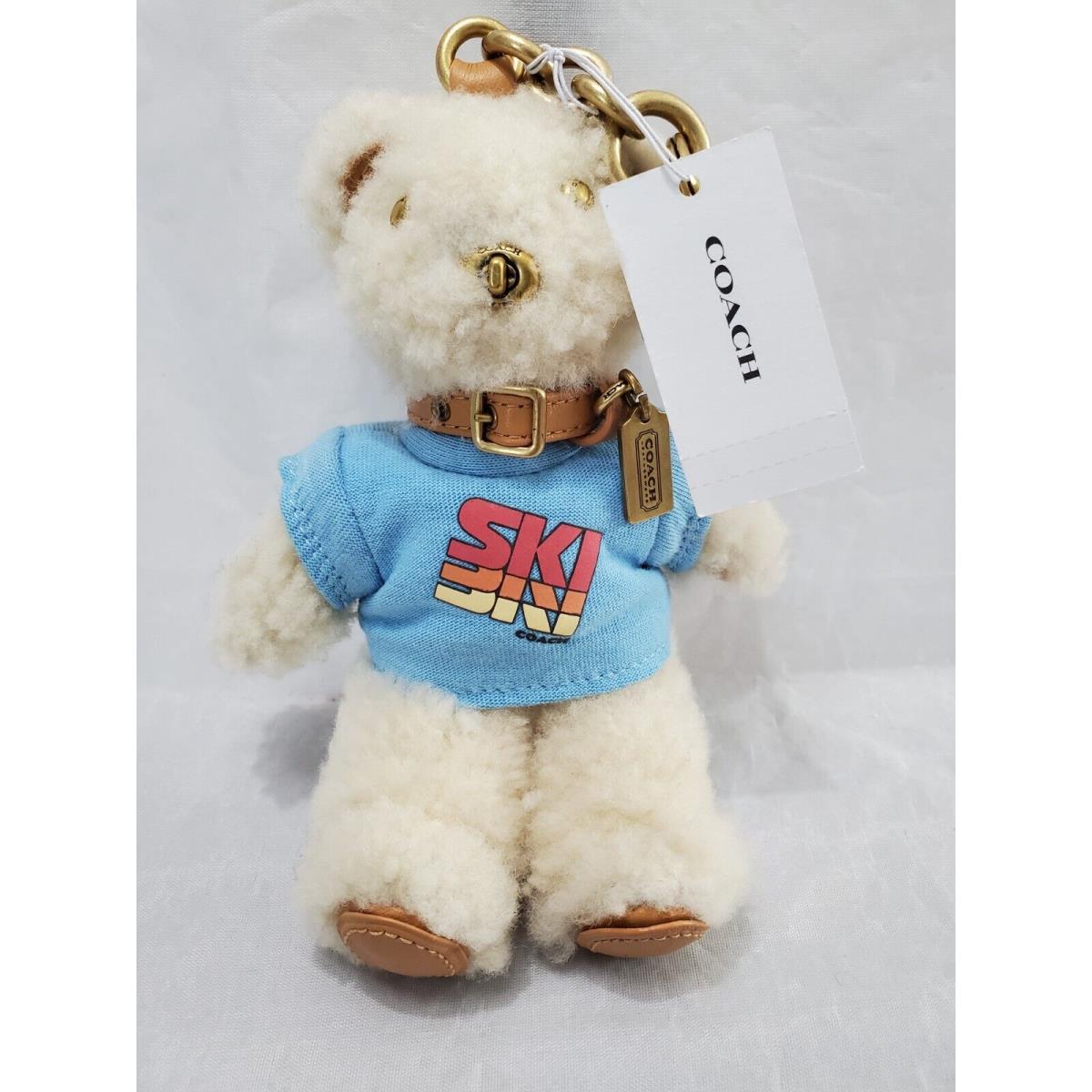 Coach Shearling Plush Bear Bag Charm IN Ski Graphic Sweatshirt C7055