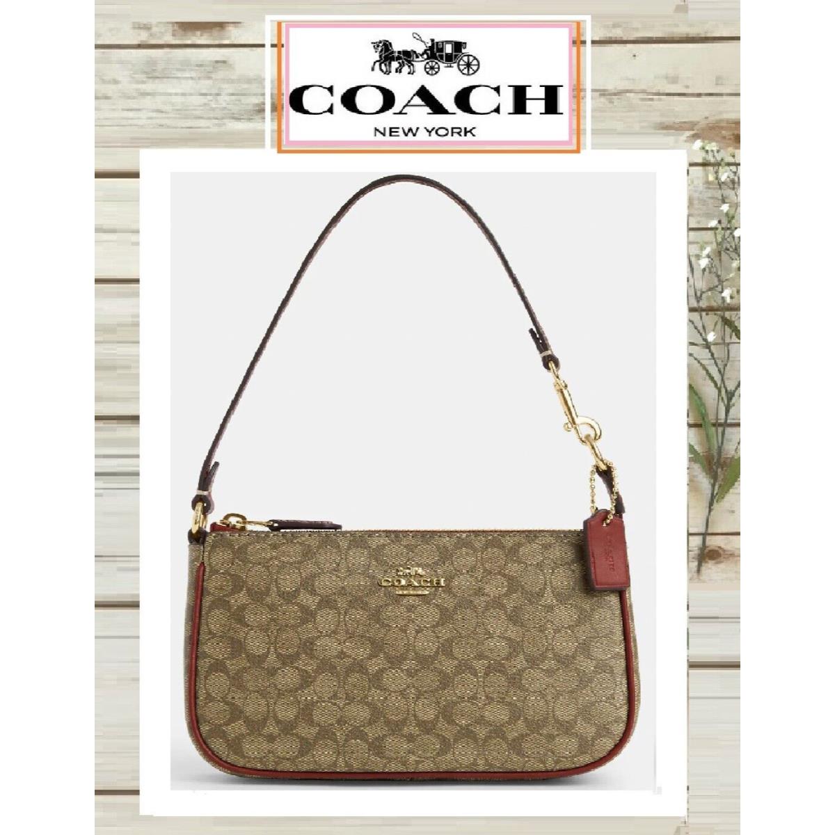 Coach Nolita 19 Micro Sig CC Conv. Wristlet Shoulder Bag In Khaki Terracotta