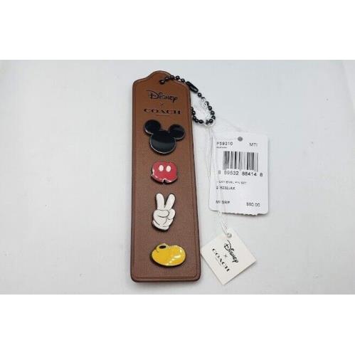 Coach X Disney Mickey Mouse Enamel Pin Set Leather Bag Charm F59310