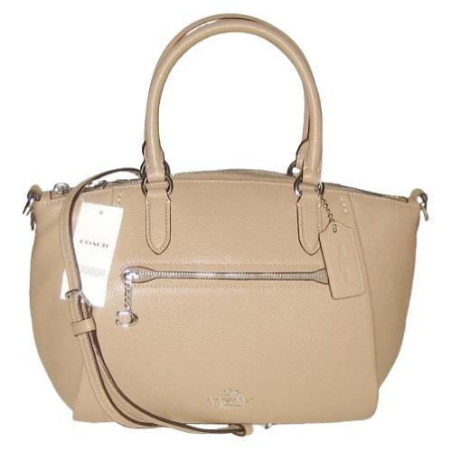 Coach Pebble Leather Elise Satchel Shoulder Bag Taupe