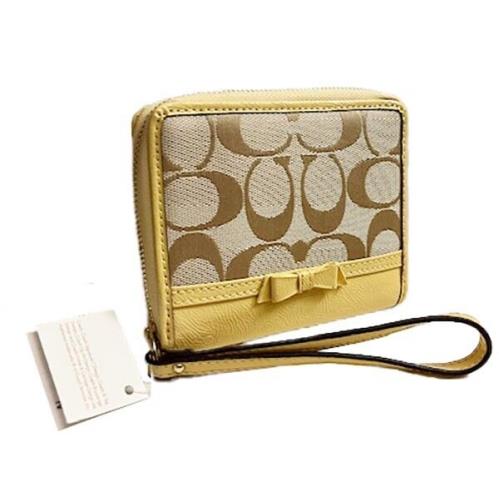 Coach Signature Bow Medium Zip Around Wallet Bow 48800 Gold Hware