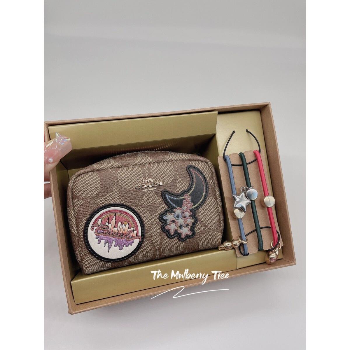 Coach C6996 Boxed Mini Cosmetic Case Hair Ties Set Disco Patches Limited