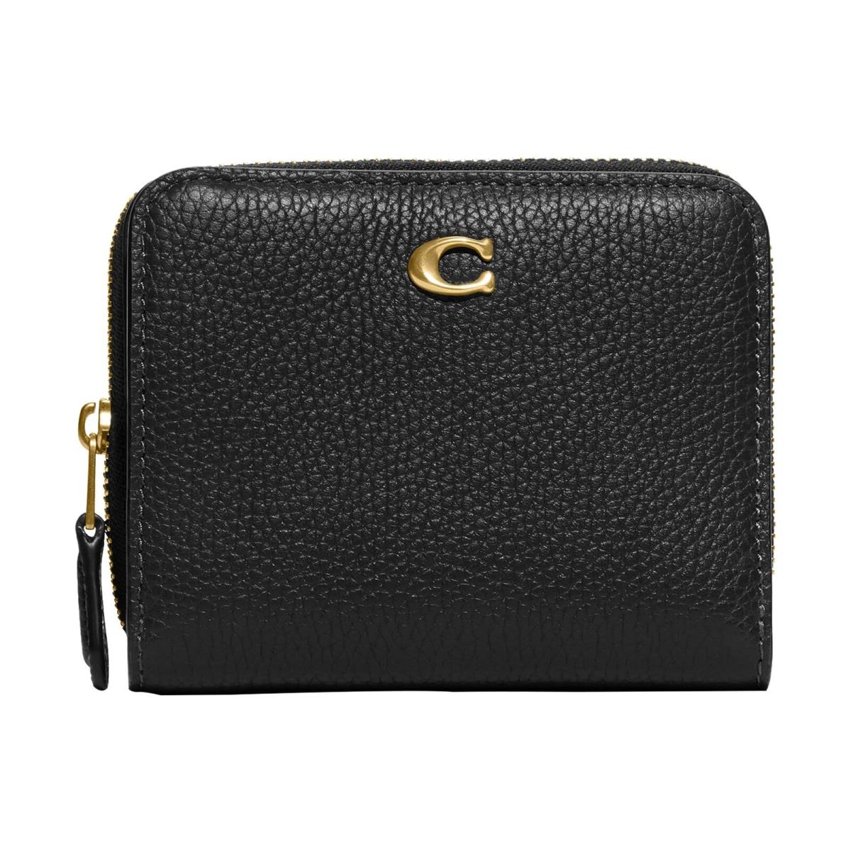 Coach Women`s Polished Pebble Leather Billfold Wallet B4/Black One Size