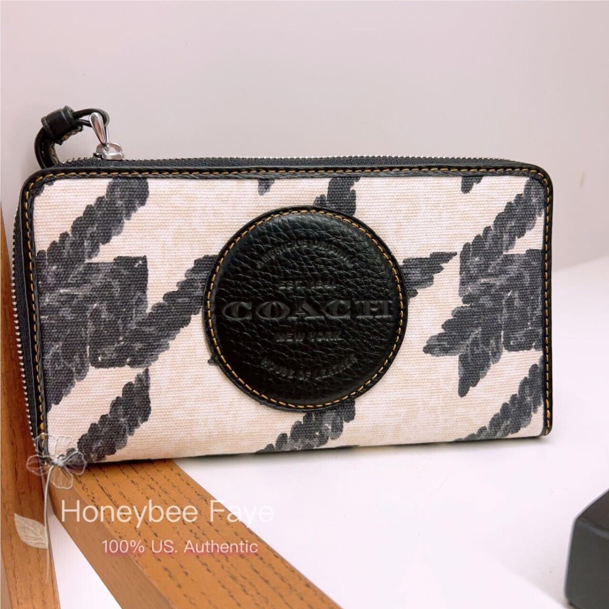 Coach Dempsey Large Phone Wallet with Houndstooth Print and Patch CK443