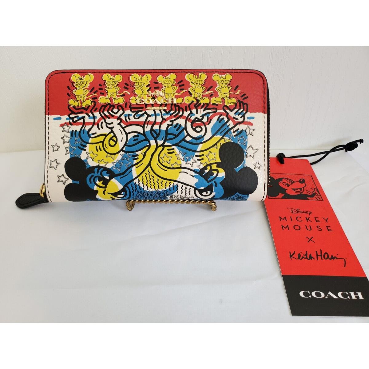 Coach C7801 Disney Mickey Mouse X Keith Haring Medium ID Zip Wallet