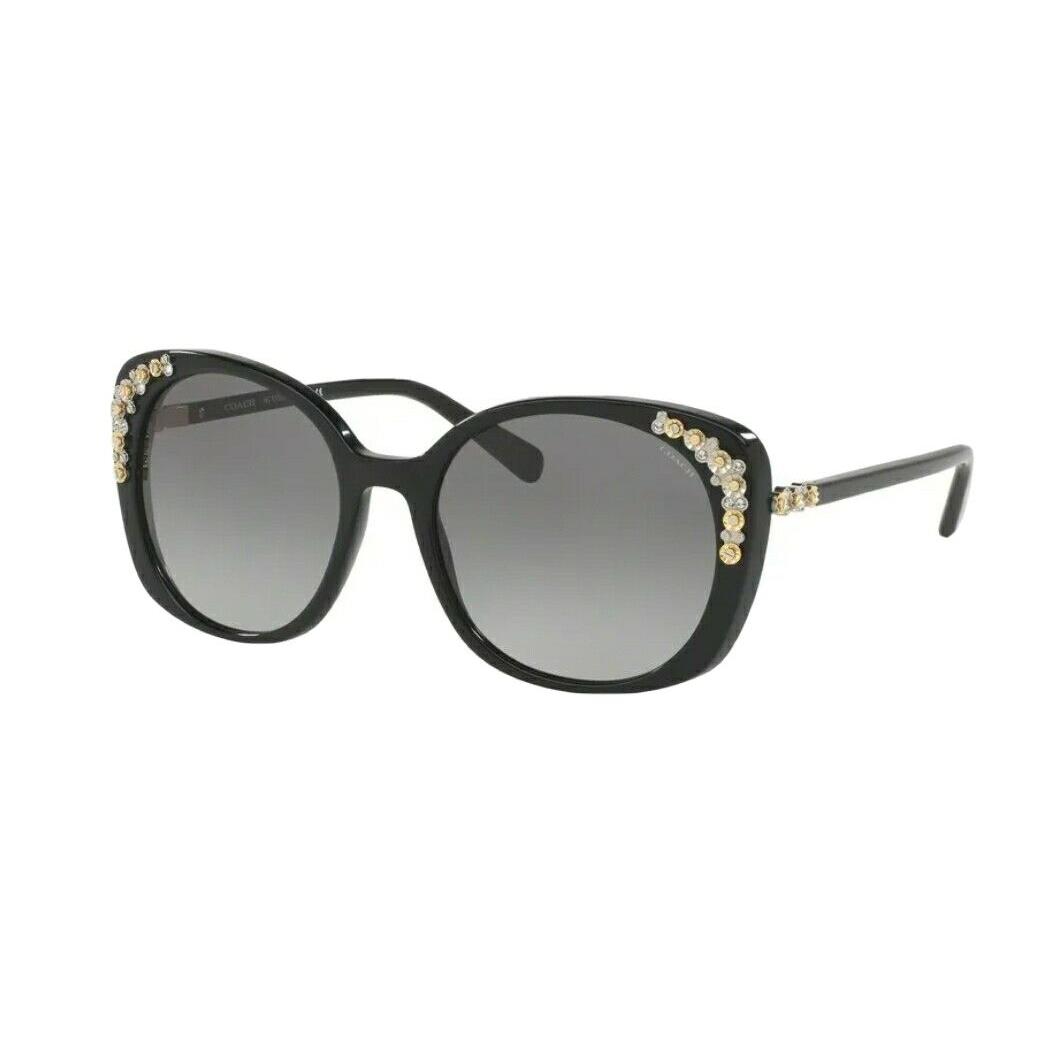 Coach L1595 HC8186B Sunglasses 500211 56 Black Frame with Gold Floral Accents