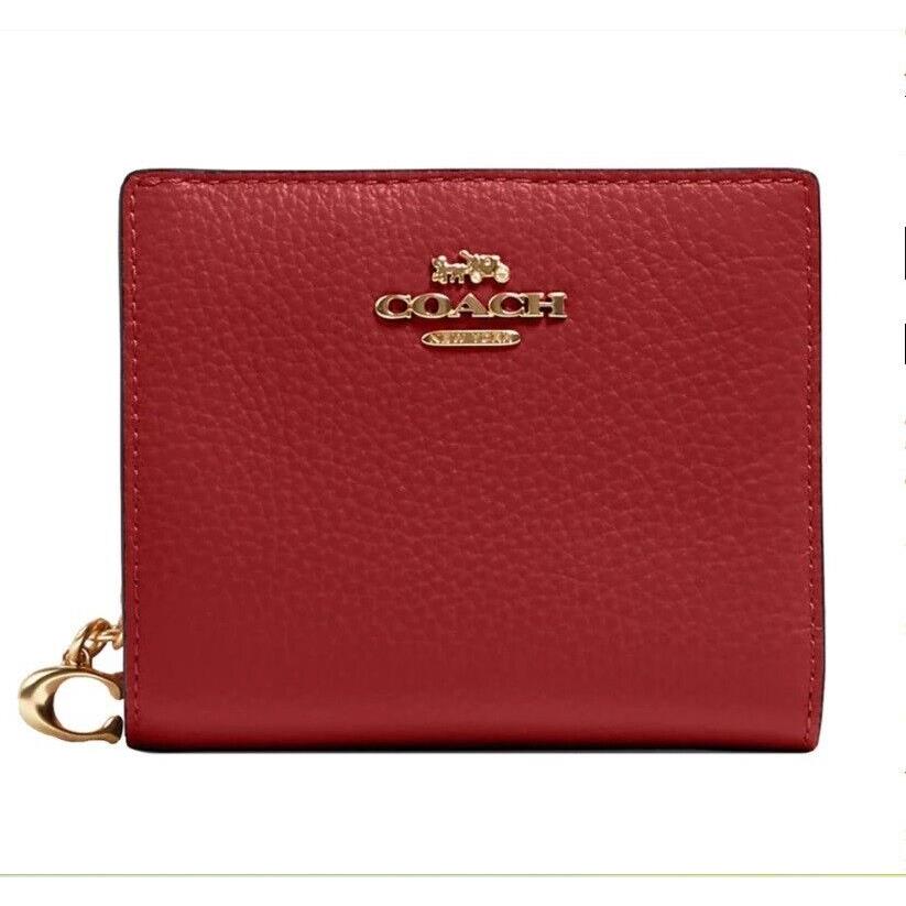 Coach Small Snap Wallet Pebbled Leather - 1941 Red - C2862