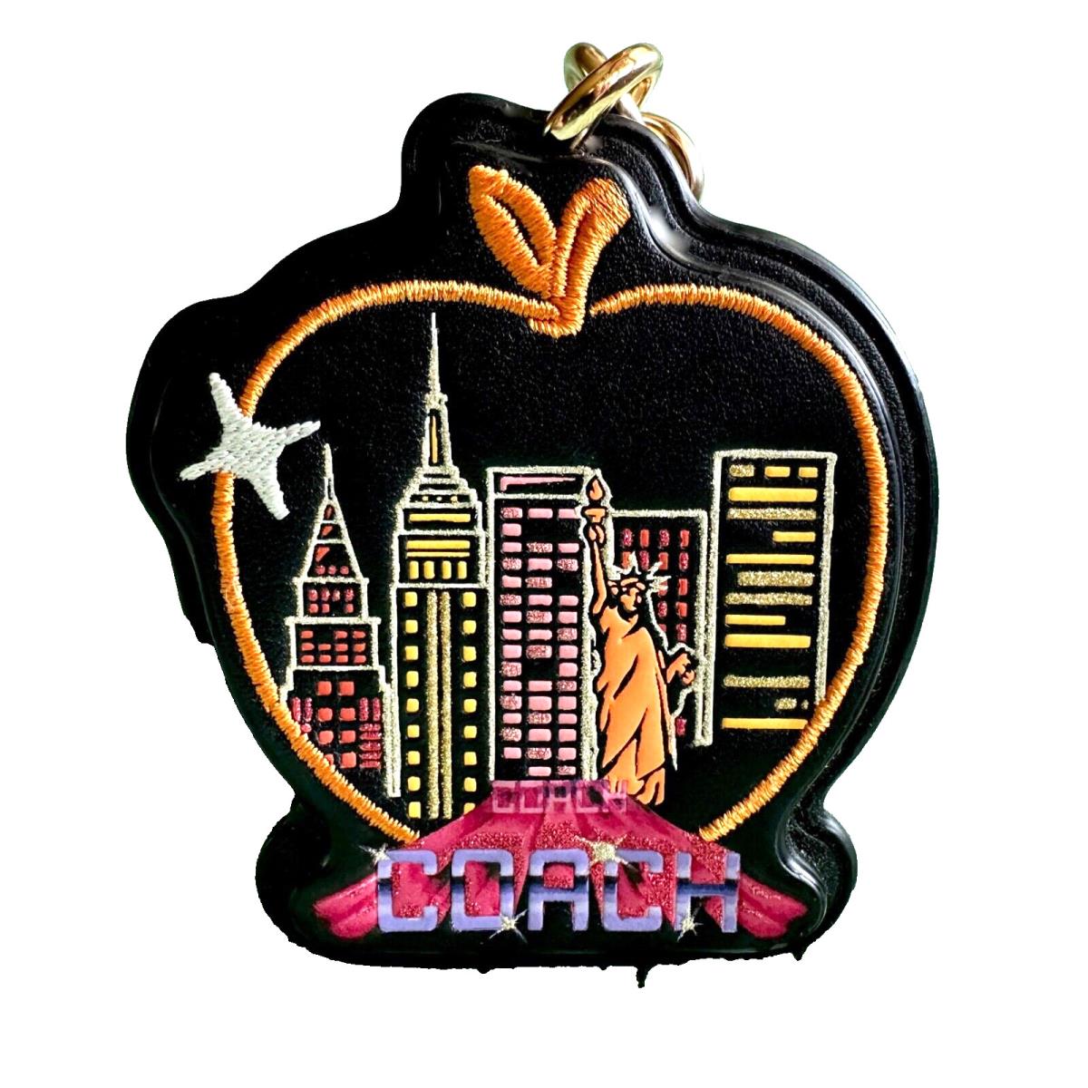 Coach Souvenir Big Apple Skyline Bag Charm Key Chain Leather Sig Canvas