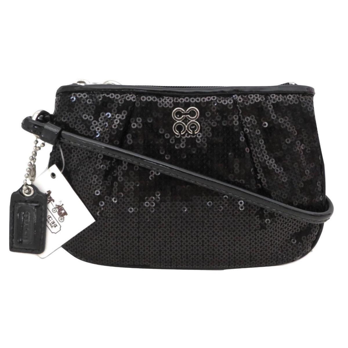 44509 Coach Special Occasion Black Sequined Sequin Wristlet Wallet Rare