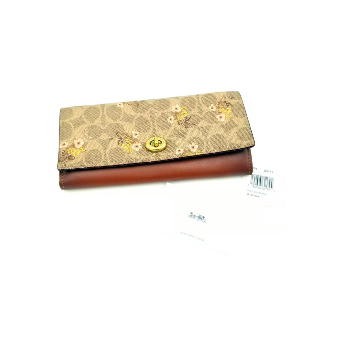 Coach 76194 Prarie Floral Leather and Signature C Coated Canvas Turn Lock Wallet