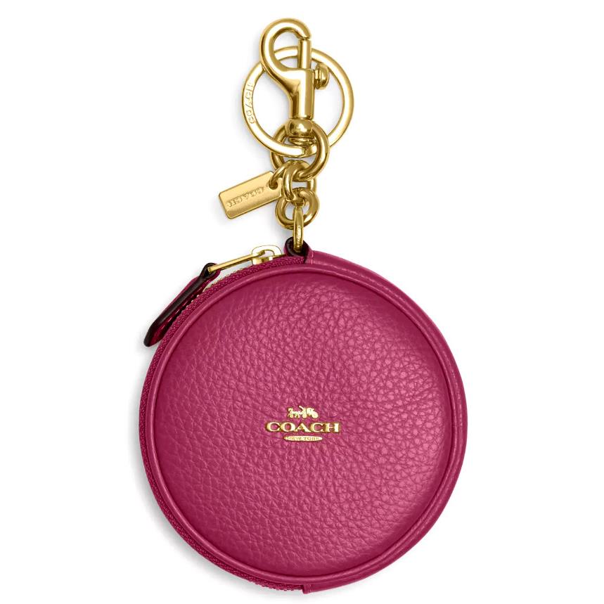 Coach Circular Coin Pouch Bag Charm - CL603 Light Raspberry Pebble Leather