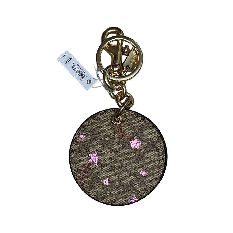 Coach Mirror Bag Charm In Signature Canvas with Disco Star Print