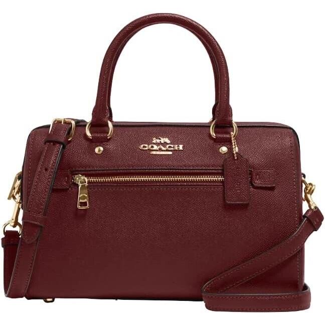 Coach Rowan Leather Satchel Bag Black Cherry