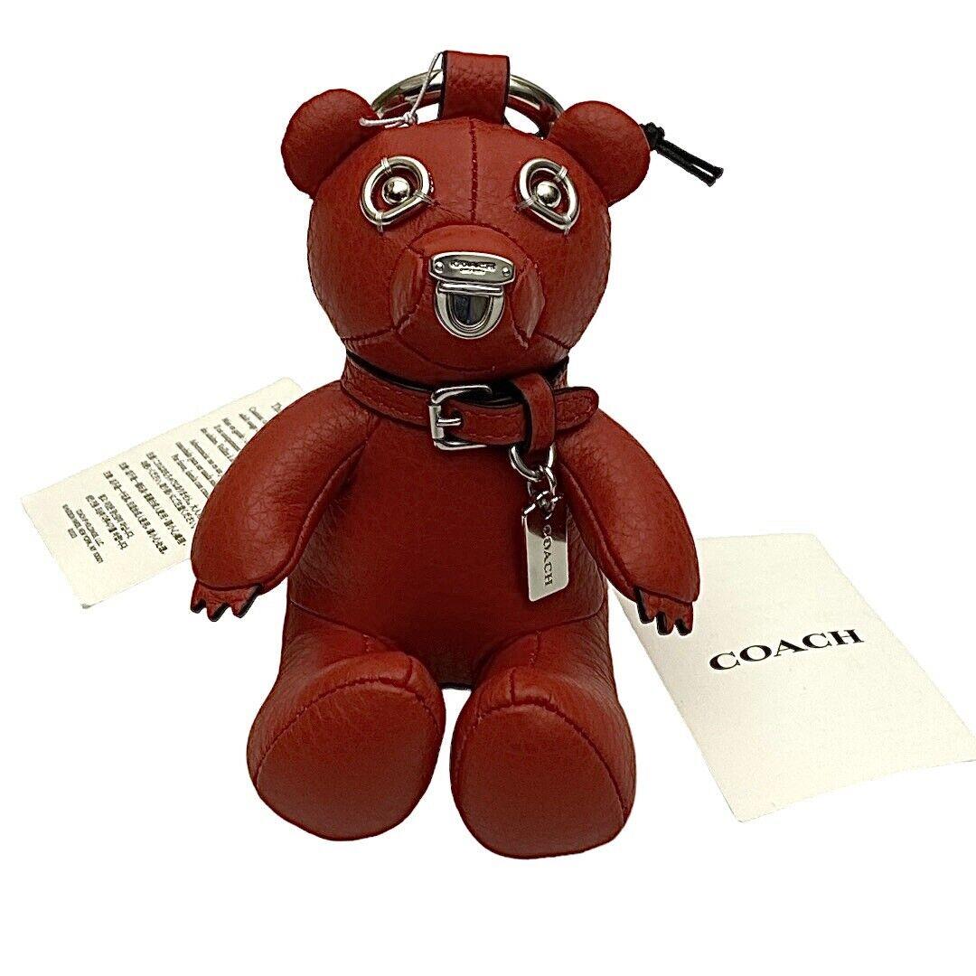 Coach Bear Bag Charm in Signature Red Leather