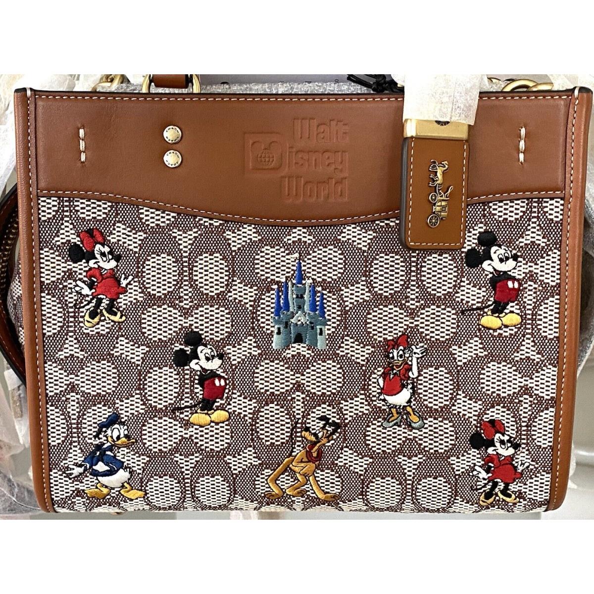 Coach X Disney Cocoa/amber/multi Rogue 25 Embroidered Mickey Mouse/friends