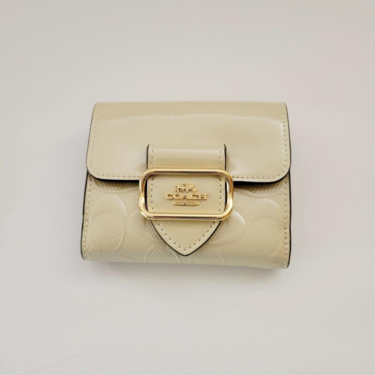 Coach CT987 Small Morgan Trifold Wallet Chalk Patent Debossed Signature Clutch