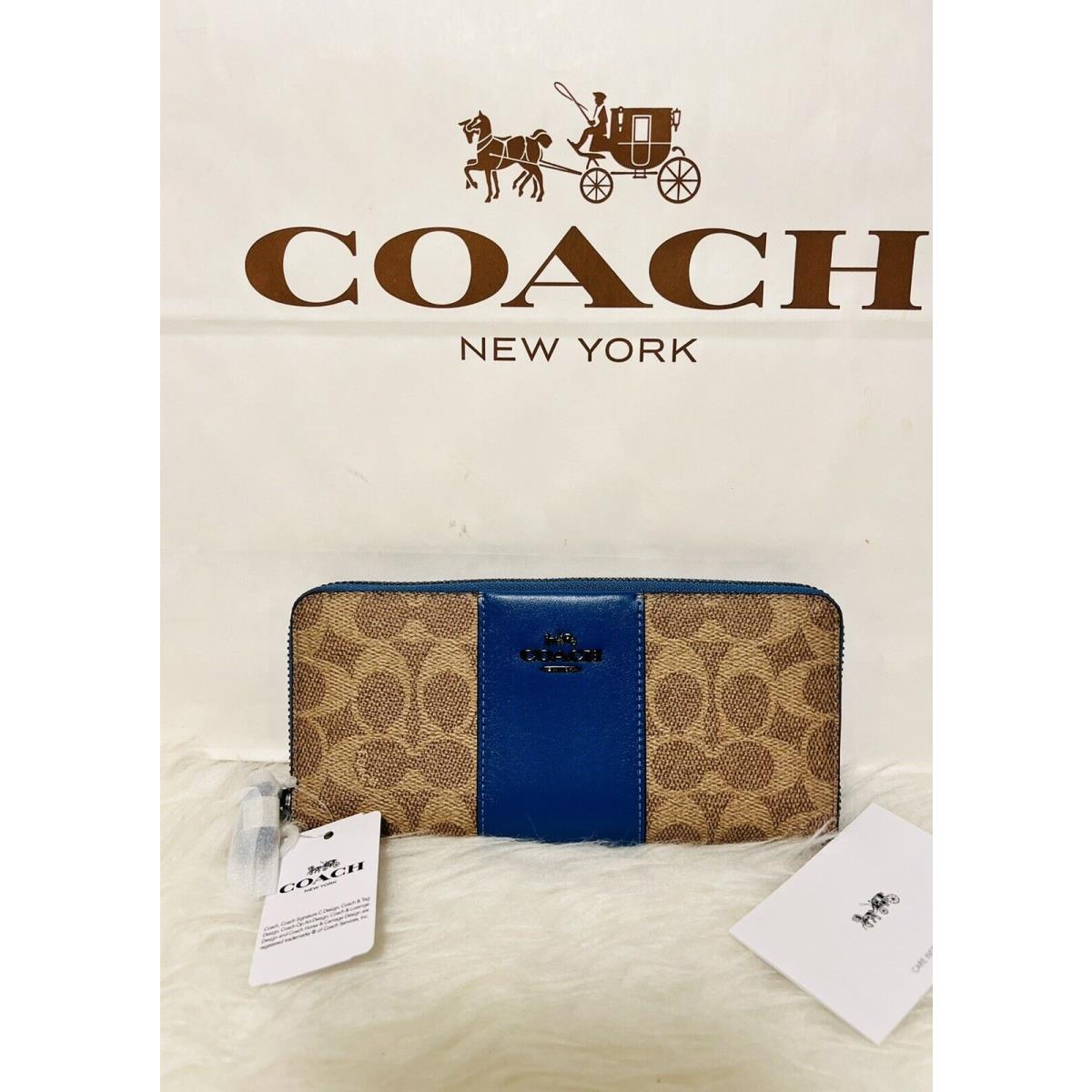 Nip Coach Reserve Slim Accordion Zip Wallet Color-block Signature Canvas-73739