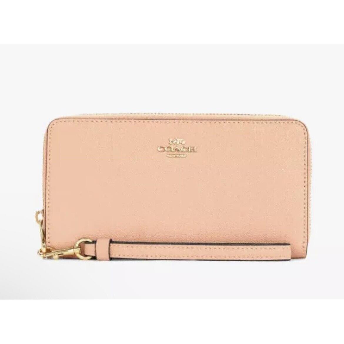 Coach C3441 Long Zip Around Crossgrain Leather Wallet Faded Blush