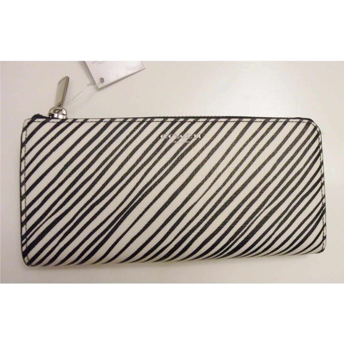 Coach 51142 Bleecker Coated Canvas Slim Zip Around Wallet Black/white