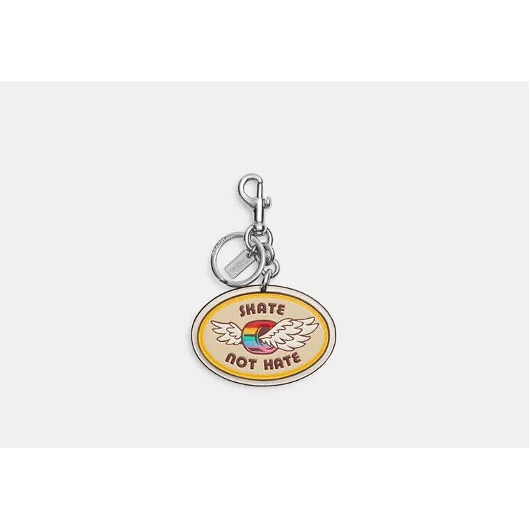 Coach Skate Not Hate Bag Charm In Rainbow Signature Canvas CK061 Chalk Mult