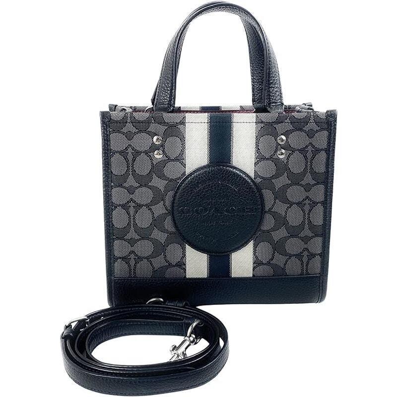 Coach Tote in Signature Jacquard Stripe Patch - Black Smoke