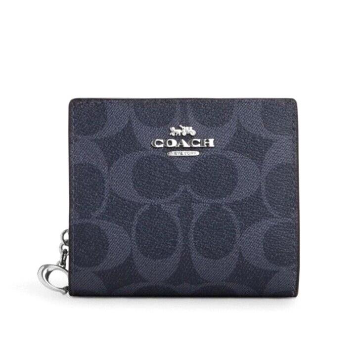 Coach C3309 Snap Wallet Logo Denim / Midnight Navy