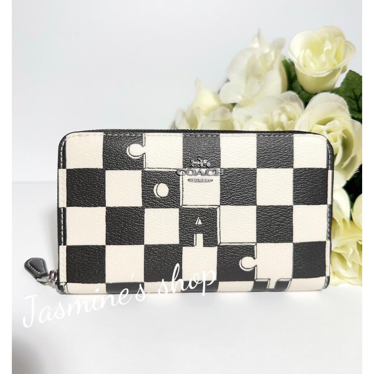 Coach Medium Id Zip Wallet with Checkerboard Print CR789